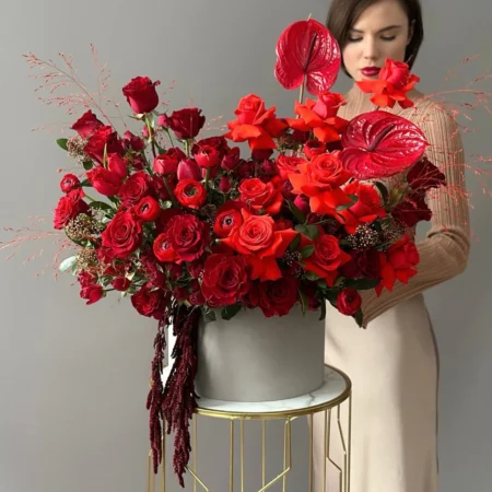 Коробка на годовщину с красными розами